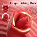 Red silicone ring with unique licking mode feature on a red background with roses.