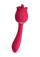 Red tulip-shaped object on a white background